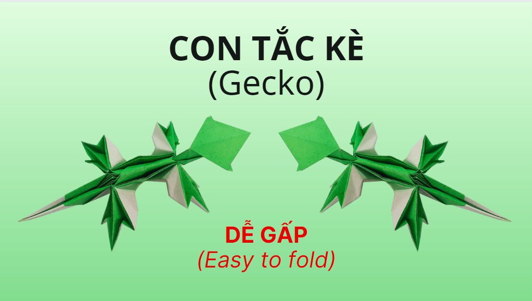 Video 27: Mẫu gấp Con tắc kè - The Art of Paper Folding: Gecko